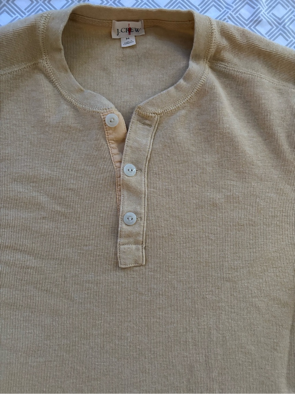 J.Crew Jacquard Ribbed Knit Henley in Heather Ginko Men’s Size M